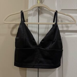 Black Satin Crop Top